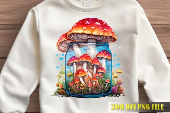 Enchanted Mushrooms Jar Graphic: A Whimsical Asset for Creative Projects